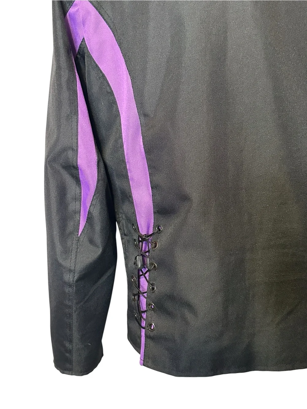 Vance Textiles Black Purple Moto Biker Jacket Lace Up Sides Y2K Cyber Large - Picture 8 of 14